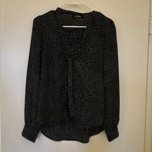 Lulus Black White Polka Dot On The Spot Button Down Blouse | Size XS